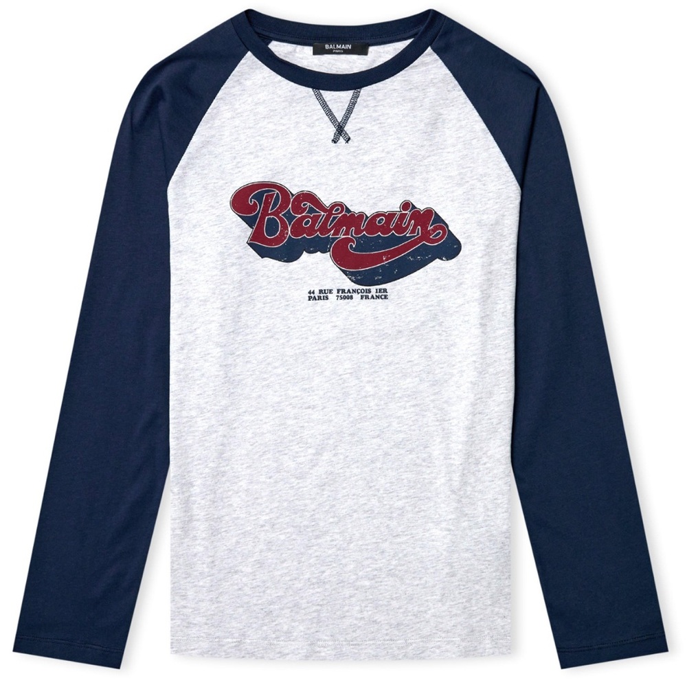 NWT Balmain Long Sleeve Raglan Shirt, 14y; adult S/M